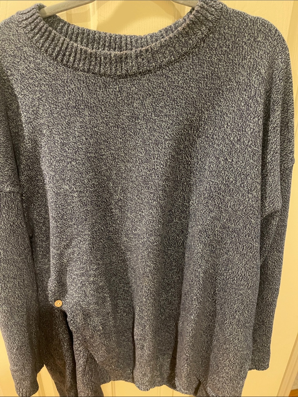 Womans Navy Heather Crewneck Sweater set. Knit pants and sweater